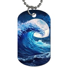 Tsunami Waves Ocean Sea Nautical Nature Water Moon Dog Tag (two Sides) by Jancukart