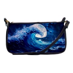 Tsunami Waves Ocean Sea Nautical Nature Water Moon Shoulder Clutch Bag by Jancukart