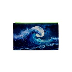 Tsunami Waves Ocean Sea Nautical Nature Water Moon Cosmetic Bag (xs) by Jancukart