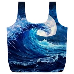 Tsunami Waves Ocean Sea Nautical Nature Water Moon Full Print Recycle Bag (xxxl) by Jancukart