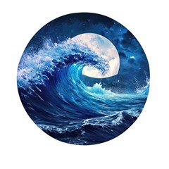 Tsunami Waves Ocean Sea Nautical Nature Water Moon Mini Round Pill Box (pack Of 5)