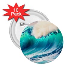 Tsunami Waves Ocean Sea Nautical Nature Water Art Ai Generated 2 25  Buttons (10 Pack)  by Jancukart
