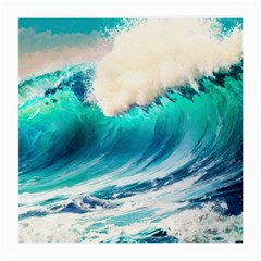 Tsunami Waves Ocean Sea Nautical Nature Water Art Ai Generated Medium Glasses Cloth (2 Sides) by Jancukart