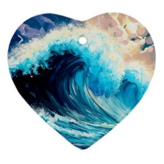 Tsunami Waves Ocean Sea Nautical Nature Water Arts Ornament (heart)