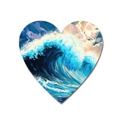 Tsunami Waves Ocean Sea Nautical Nature Water Arts Heart Magnet by Jancukart