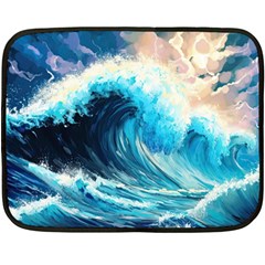 Tsunami Waves Ocean Sea Nautical Nature Water Arts Fleece Blanket (mini) by Jancukart