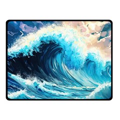 Tsunami Waves Ocean Sea Nautical Nature Water Arts Fleece Blanket (small) by Jancukart