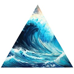 Tsunami Waves Ocean Sea Nautical Nature Water Arts Wooden Puzzle Triangle by Jancukart