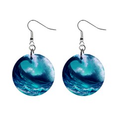 Tsunami Tidal Wave Ocean Waves Sea Nature Water Mini Button Earrings by Jancukart