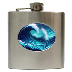 Tsunami Tidal Wave Ocean Waves Sea Nature Water Hip Flask (6 Oz) by Jancukart