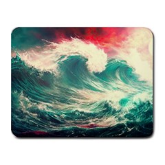 Storm Tsunami Waves Ocean Sea Nautical Nature 2 Small Mousepad by Jancukart