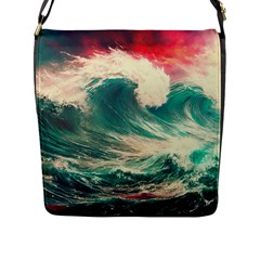 Storm Tsunami Waves Ocean Sea Nautical Nature 2 Flap Closure Messenger Bag (l) by Jancukart