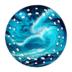 Waves Ocean Sea Tsunami Nautical 3 Round Filigree Ornament (two Sides) by Jancukart