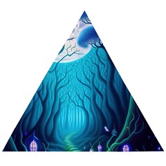 Forrest Jungle Blue Artwork Wooden Puzzle Triangle