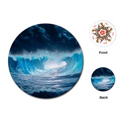 Thunderstorm Storm Tsunami Waves Ocean Sea Playing Cards Single Design (round) by Jancukart
