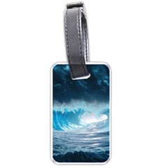 Thunderstorm Storm Tsunami Waves Ocean Sea Luggage Tag (one Side) by Jancukart