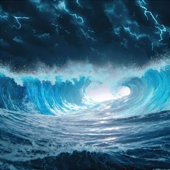 Thunderstorm Storm Tsunami Waves Ocean Sea Play Mat (square)