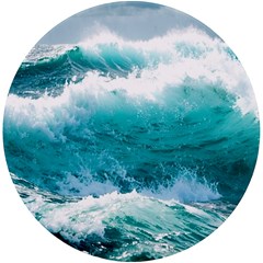 Waves Ocean Sea Tsunami Nautical 4 Uv Print Round Tile Coaster by Jancukart