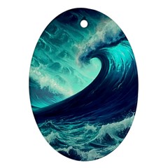 Waves Ocean Sea Tsunami Nautical Ornament (oval)