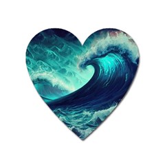 Waves Ocean Sea Tsunami Nautical Heart Magnet by Jancukart