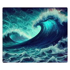 Waves Ocean Sea Tsunami Nautical Premium Plush Fleece Blanket (small) by Jancukart