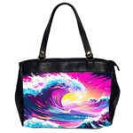 Tsunami Waves Ocean Sea Nautical Nature Water Blue Water Oversize Office Handbag (2 Sides) Front