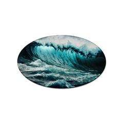 Tsunami Waves Ocean Sea Nautical Nature Water Blue Black Sticker Oval (10 Pack) by Jancukart