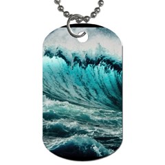 Tsunami Waves Ocean Sea Nautical Nature Water Blue Black Dog Tag (two Sides) by Jancukart