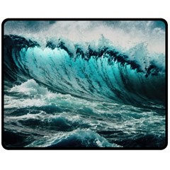 Tsunami Waves Ocean Sea Nautical Nature Water Blue Black Fleece Blanket (medium) by Jancukart