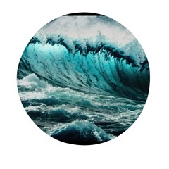 Tsunami Waves Ocean Sea Nautical Nature Water Blue Black Mini Round Pill Box (pack Of 5)