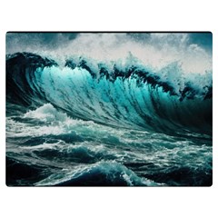 Tsunami Waves Ocean Sea Nautical Nature Water Blue Black Premium Plush Fleece Blanket (extra Small) by Jancukart