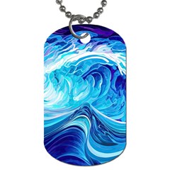 Tsunami Waves Ocean Sea Nautical Nature Abstract Blue Water Dog Tag (two Sides) by Jancukart