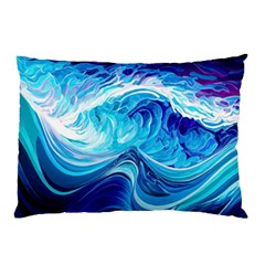 Tsunami Waves Ocean Sea Nautical Nature Abstract Blue Water Pillow Case by Jancukart