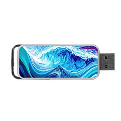 Tsunami Waves Ocean Sea Nautical Nature Abstract Blue Water Portable Usb Flash (two Sides) by Jancukart