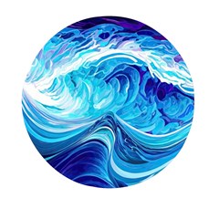 Tsunami Waves Ocean Sea Nautical Nature Abstract Blue Water Mini Round Pill Box (pack Of 5)