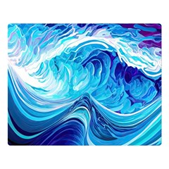 Tsunami Waves Ocean Sea Nautical Nature Abstract Blue Water Premium Plush Fleece Blanket (large) by Jancukart