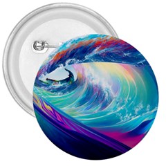 Waves Ocean Sea Tsunami Nautical Nature Water 3  Buttons by Jancukart