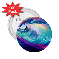 Waves Ocean Sea Tsunami Nautical Nature Water 2 25  Buttons (100 Pack) 