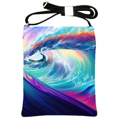 Waves Ocean Sea Tsunami Nautical Nature Water Shoulder Sling Bag by Jancukart