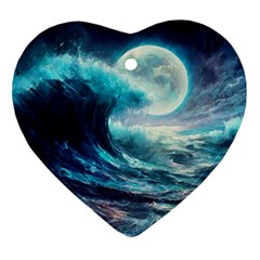 Tsunami Waves Ocean Sea Nautical Nature Water 4 Ornament (heart)