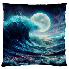Tsunami Waves Ocean Sea Nautical Nature Water 4 Standard Premium Plush Fleece Cushion Case (two Sides)