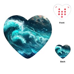 Thunderstorm Tsunami Tidal Wave Ocean Waves Sea Playing Cards Single Design (heart) by Jancukart