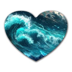 Thunderstorm Tsunami Tidal Wave Ocean Waves Sea Heart Mousepad by Jancukart