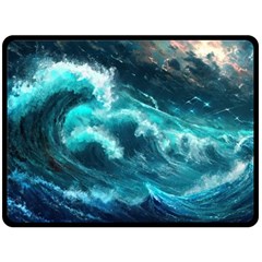 Thunderstorm Tsunami Tidal Wave Ocean Waves Sea Fleece Blanket (large) by Jancukart