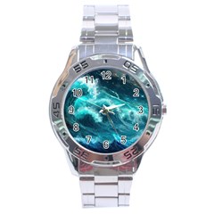 Thunderstorm Tsunami Tidal Wave Ocean Waves Sea Stainless Steel Analogue Watch by Jancukart