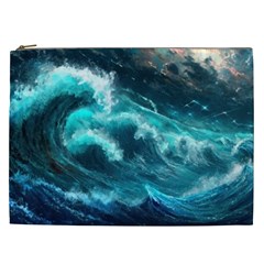 Thunderstorm Tsunami Tidal Wave Ocean Waves Sea Cosmetic Bag (xxl) by Jancukart