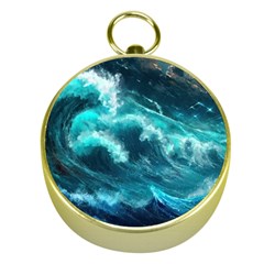 Thunderstorm Tsunami Tidal Wave Ocean Waves Sea Gold Compasses by Jancukart