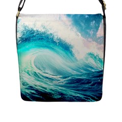 Tsunami Waves Ocean Sea Nautical Nature Water 8 Flap Closure Messenger Bag (l) by Jancukart