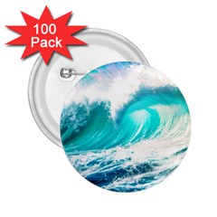 Tsunami Waves Ocean Sea Nautical Nature Water Blue Nature 2 25  Buttons (100 Pack)  by Jancukart