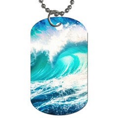 Tsunami Waves Ocean Sea Nautical Nature Water Blue Nature Dog Tag (two Sides) by Jancukart